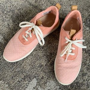 Toms Sneakers, Size 8, Pink Polka Dot